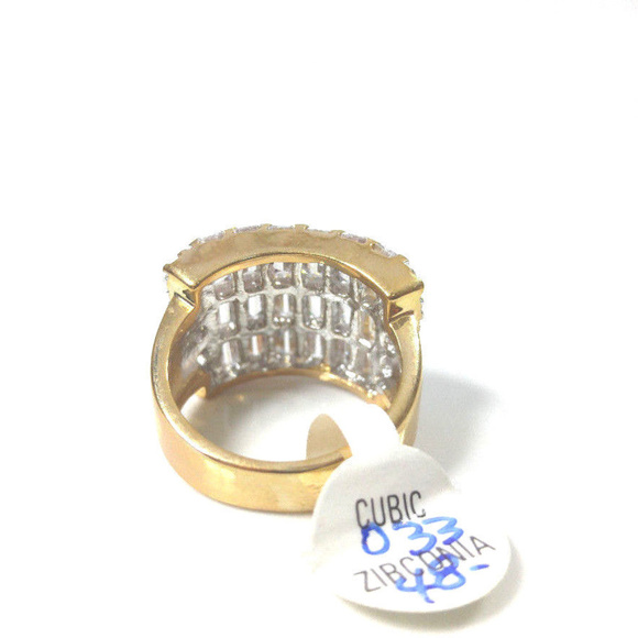 Gold CZ Baguettes Cocktail Dinner Ring 50M… - Picture 7 of 8